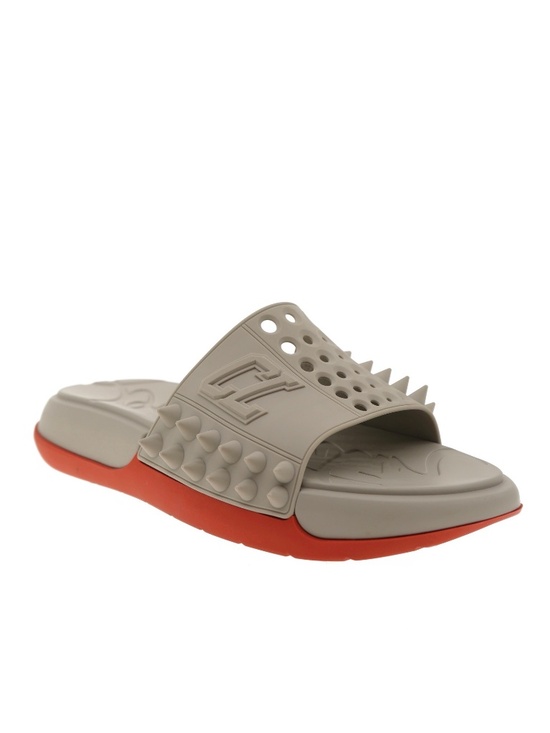 Christian Louboutin Take It Easy Slides Grey Rubber Size 10 US New